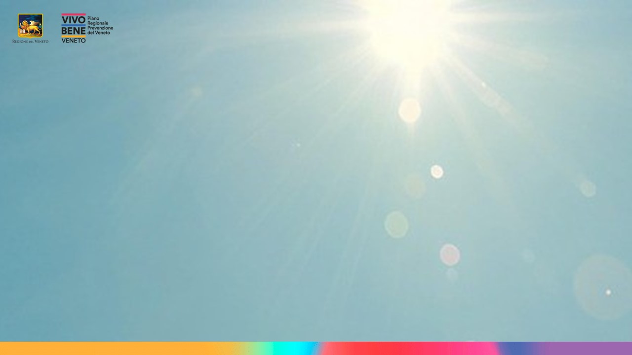 Immagine di un cielo con sole cocente, con logo di Vivo Bene Veneto